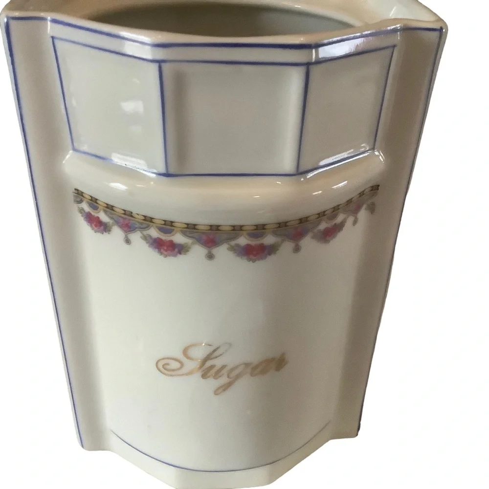 Vintage /antique porcelain ceramic white canister w/lid Sugar canister.Germany